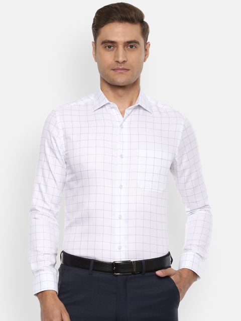 

Louis Philippe Permapress Men White & Blue Regular Fit Checked Formal Shirt
