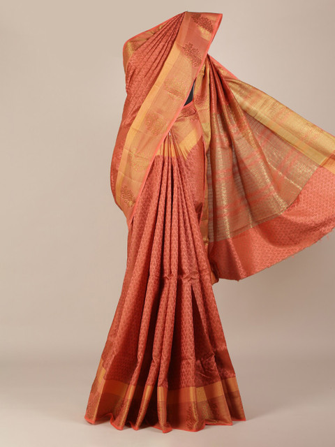 

Pothys Peach-Coloured Woven Design Jute Silk Saree