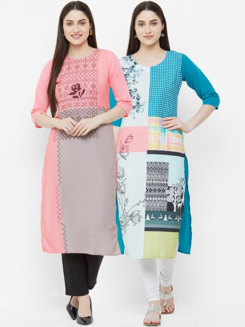

7Threads Women Multicoloured Printed Straight Kurta, Multi
