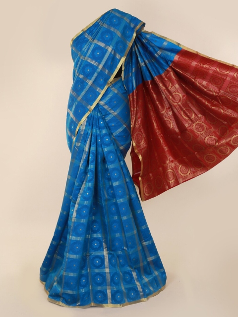 

Pothys Blue Checked Art Silk Saree