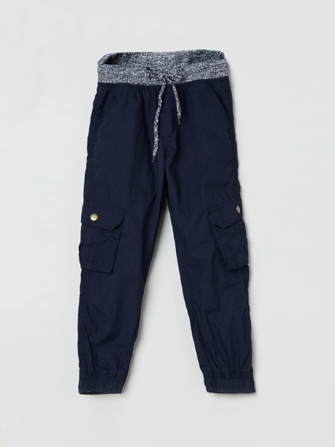 

max Boys Blue Regular Fit Solid Cargos