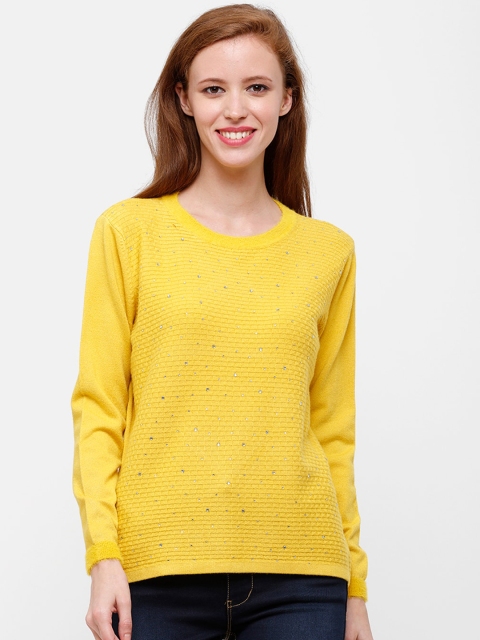 

STROP Women Yellow Embellished Woollen Pullover Sweater