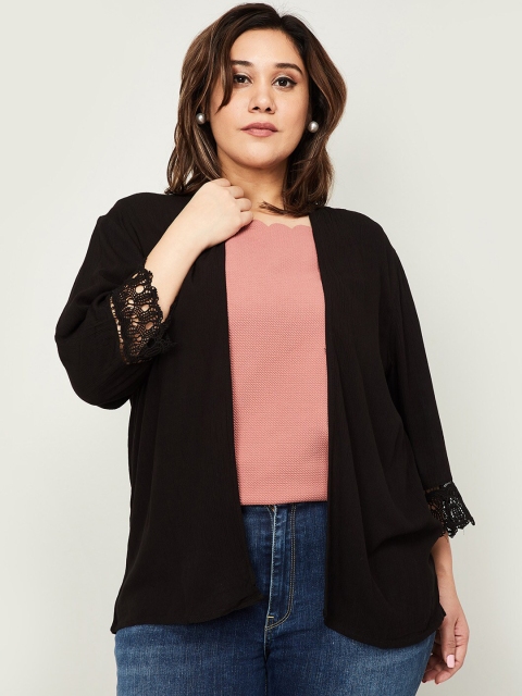 

nexus Women Black Solid Open Front Shrug