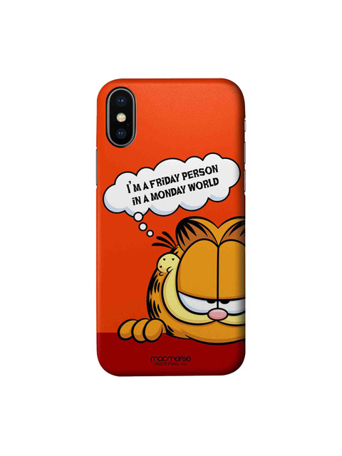 

macmerise Red & Orange Cartoon Characters Friday Garfield iPhone XS Back Case