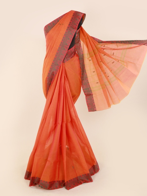 

Pothys Orange Solid Pure Cotton Saree