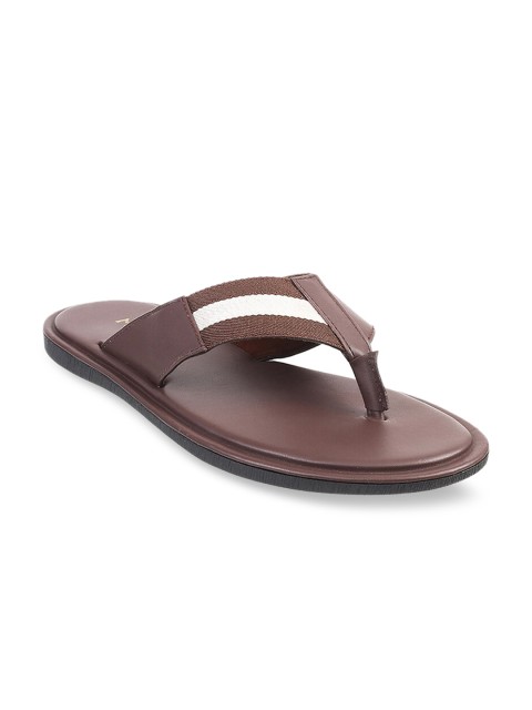 

Mochi Men Brown Solid Leather Comfort Sandals