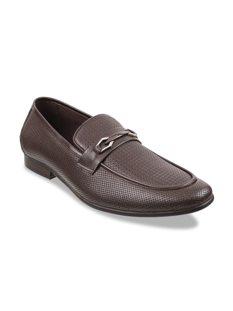 

DAVINCHI Men Brown Textured Leather Formal Loafers