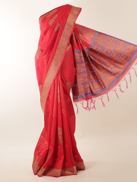 

Pothys Red Woven Design Jute Silk Saree