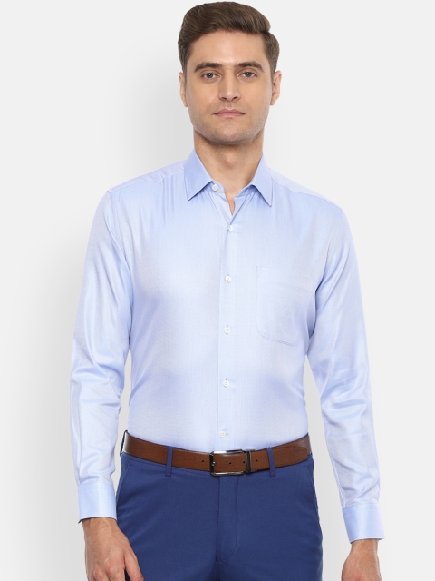 

Luxure by Louis Philippe Men Blue Regular Fit Self Design Formal Shirt