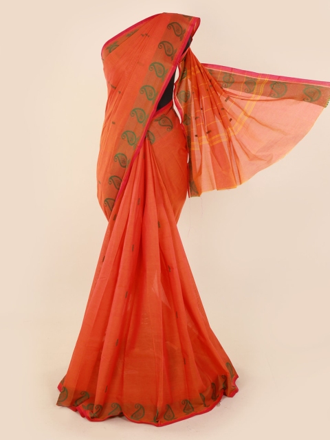 

Pothys Orange Woven Design Pure Cotton Saree