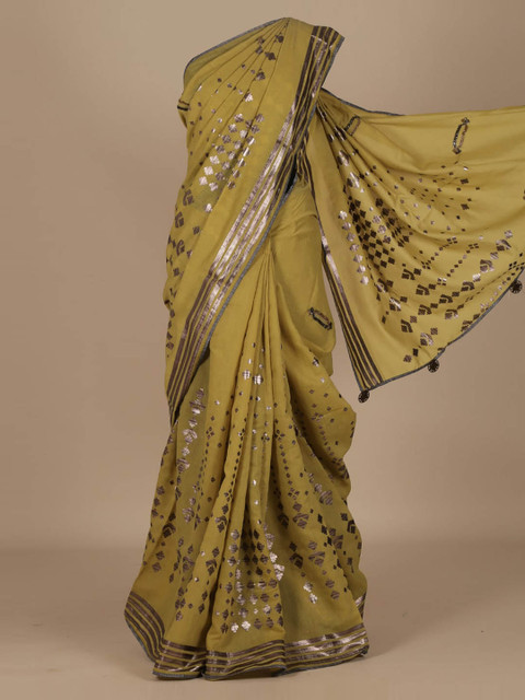 

Pothys Green Woven Design Linen Blend Saree