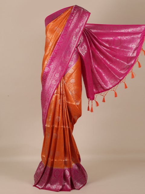 

Pothys Orange & Pink Jute Silk Woven Design Saree