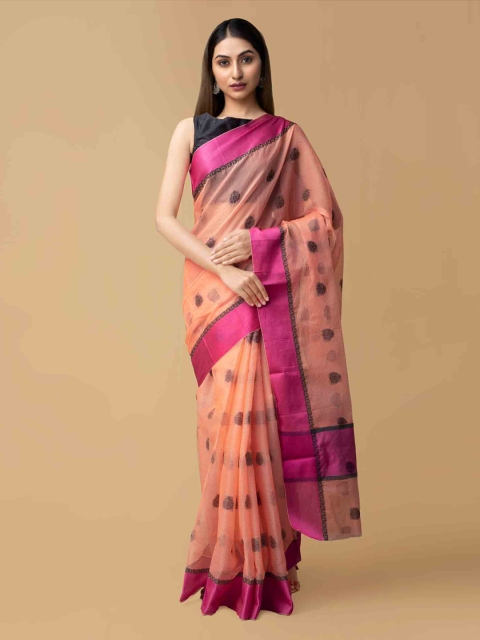 

Unnati Silks Orange Pure Cotton Woven Design Kota Saree