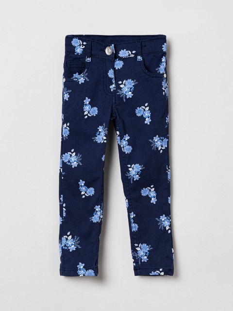 

max Girls Blue Regular Fit Printed Chinos