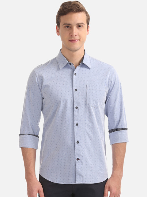 

AD By Arvind Men Blue Slim Fit Printed Casual Shirt