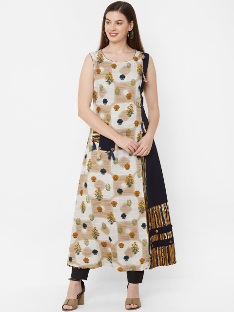 

Juliet Women Beige & Mustard Yellow Printed Anarkali Kurta