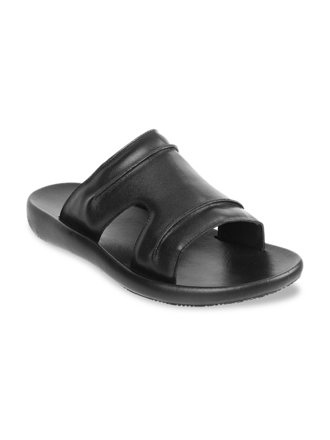 

J.FONTINI Men Black Solid Leather Comfort Sandals