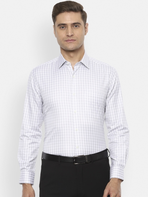 

Luxure by Louis Philippe Men White & Grey Regular Fit Checked Plus Size Casual Shirt