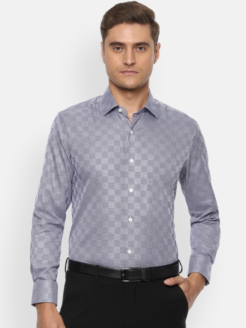 

Luxure by Louis Philippe Men Grey & Blue Regular Fit Self Design Casual Shirt