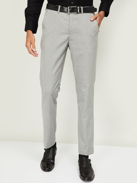 

CODE by Lifestyle Men Grey Skinny Fit Solid Formal Trousers
