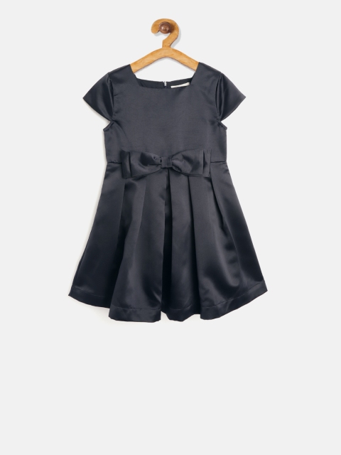 

Cherry Crumble Girls Black Solid Fit and Flare Dress