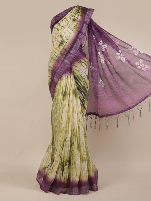 

Pothys Green Printed Linen Blend Saree