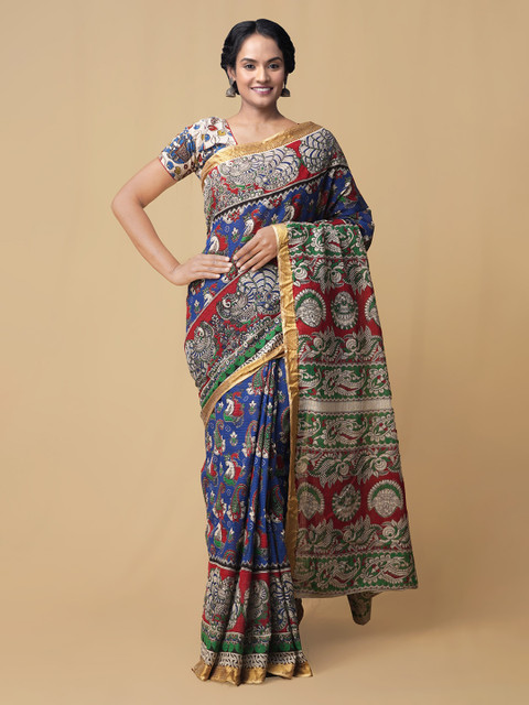 

Unnati Silks Blue Pure Cotton Printed Kota Saree
