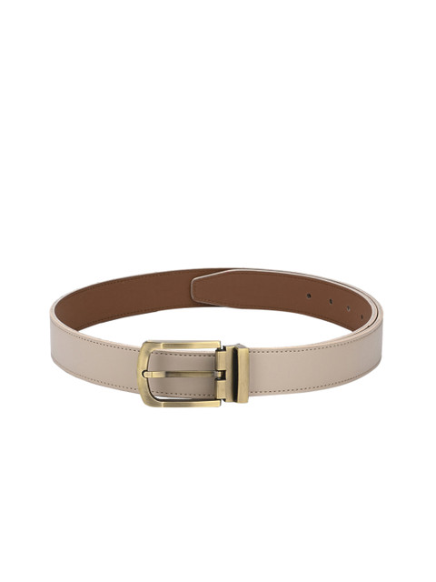 

Calvadoss Men Beige Solid Antique Buckle PU Belt