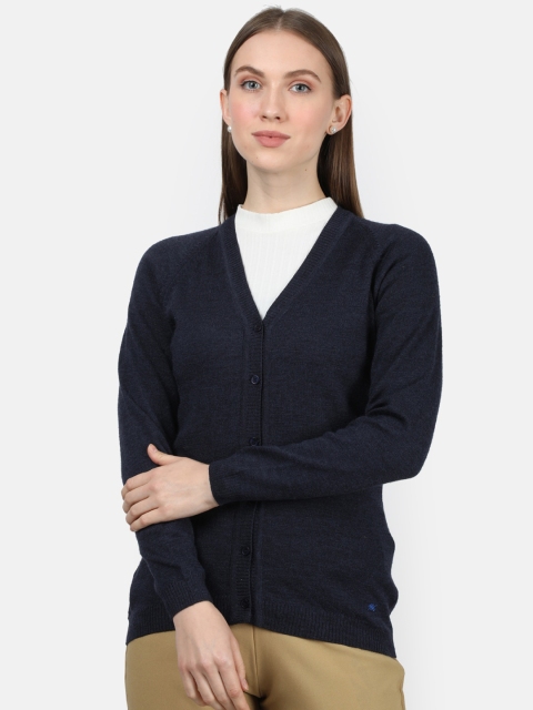 

Monte Carlo Women Navy Blue Solid Pure Wool Cardigan