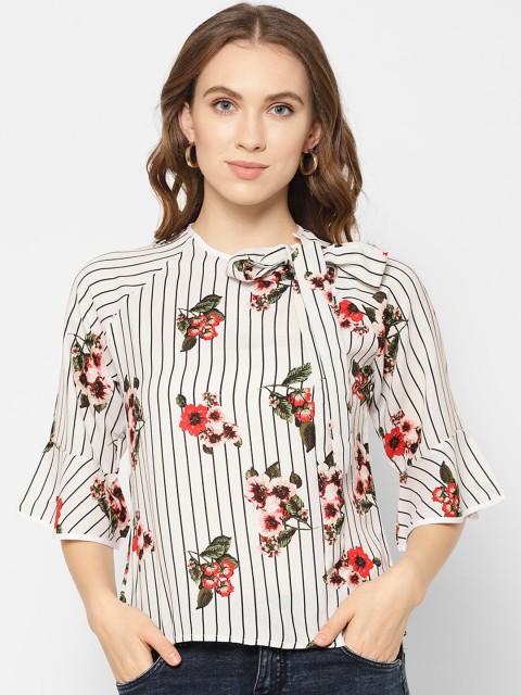 

NIXX Women White Floral Printed Top