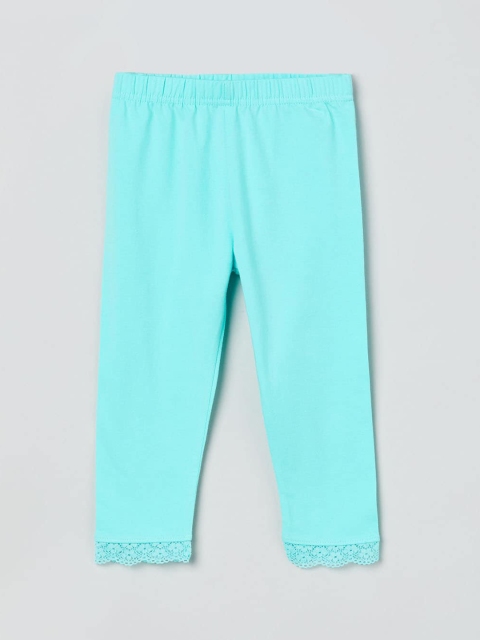 

max Girls Blue Solid Ankle-Length Leggings