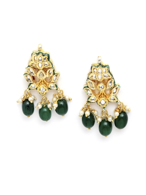 

DUGRISTYLE Gold-Plated & Green Classic Drop Earrings
