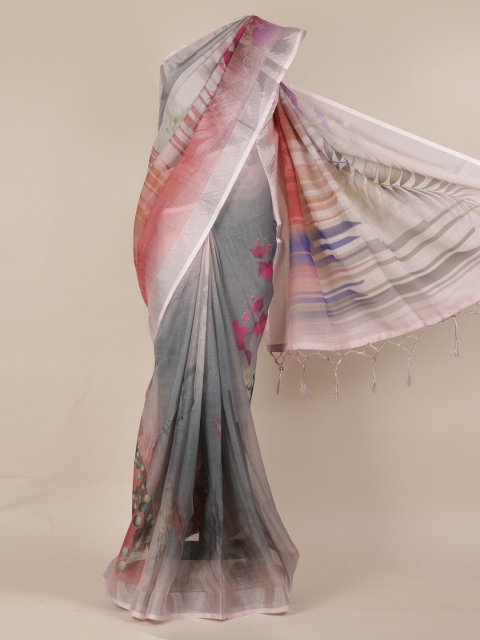 

Pothys Grey Printed Linen Blend Saree