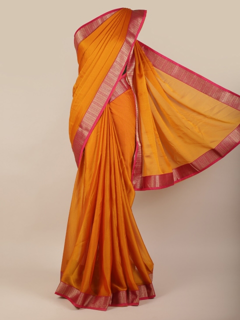 

Pothys Mustard Yellow Solid Poly Chiffon Saree