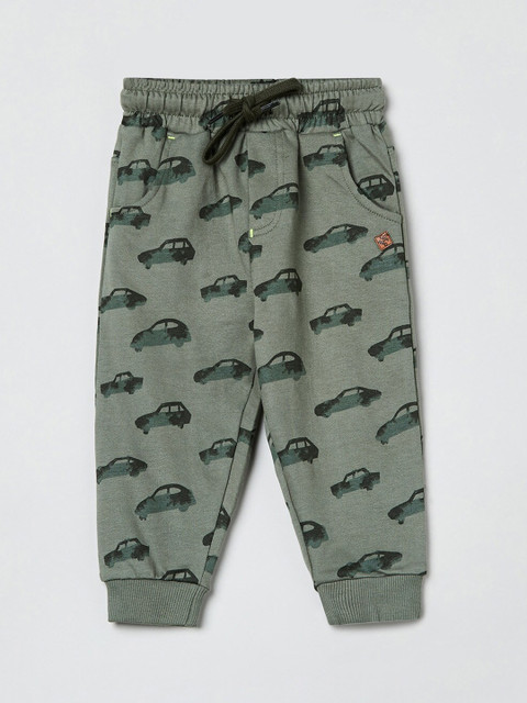 

max Infant Boys Green & Black Graphic Printed Joggers