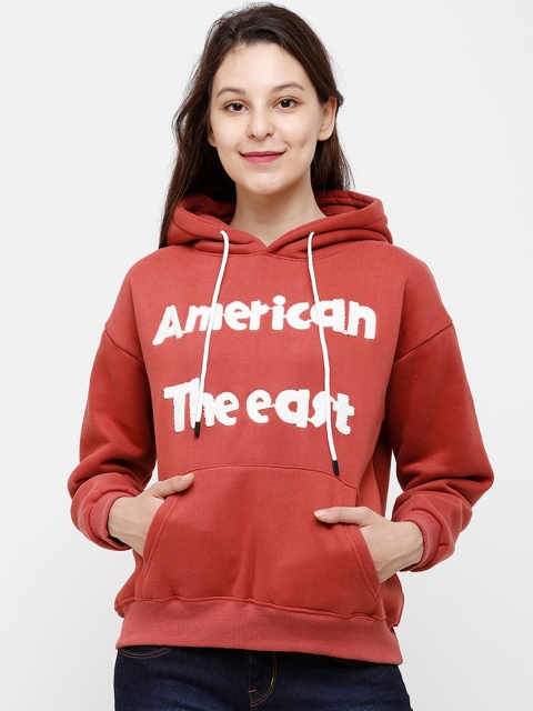 

STROP Women Brown Printed Hooded Sweatshirt