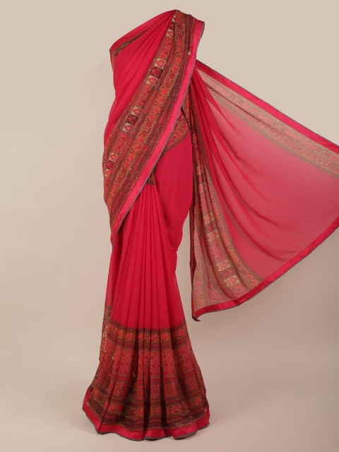 

Pothys Magenta Printed Poly Chiffon Saree
