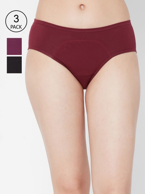 

Juliet Women Pack Of 3 Solid Period Briefs PERIOD PANTY-MR-CC-BK, Maroon