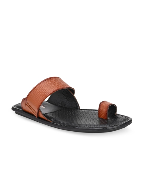 

Eego Italy Men Tan Brown & Black Leather Comfort Sandals
