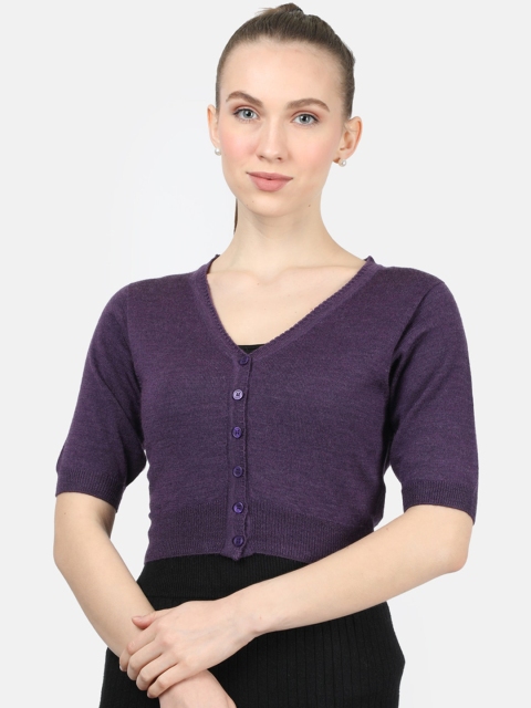 

Monte Carlo Women Purple Solid Woolen Cardigan
