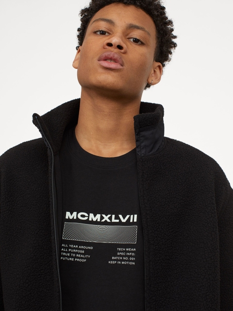 

H&M Men Black Relaxed Fit T-shirt