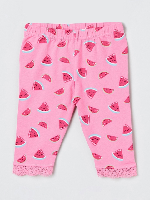 

max Infant Girls Pink Printed Ankle Length Leggings