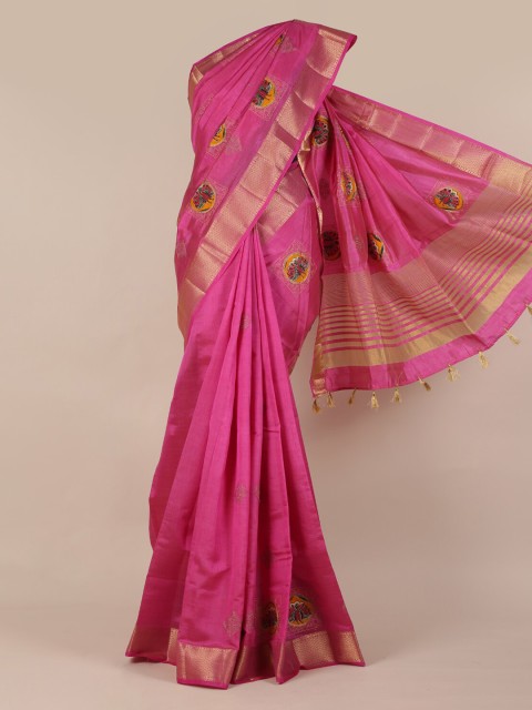 

Pothys Magenta Woven Design Jute Silk Saree