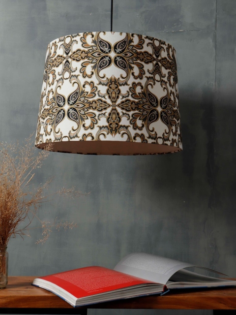 

Grated Ginger Brown & White Designer Print Frustum Hanging Lampshade