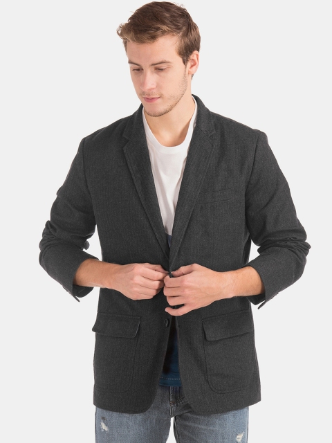 

GAP Men Grey Solid Single Breasted Blazer