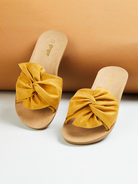 

Ginger by Lifestyle Women Mustard Solid PU Open Toe Flats