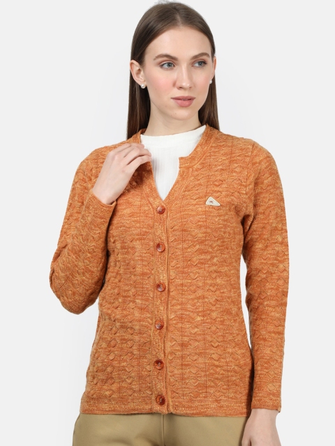 

Monte Carlo Women Orange Self-Design Cardigan