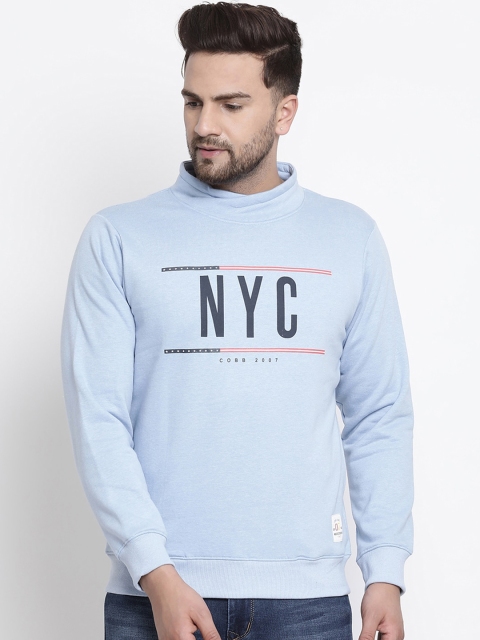 

COBB Men Turquoise Blue Printed Sweatshirt