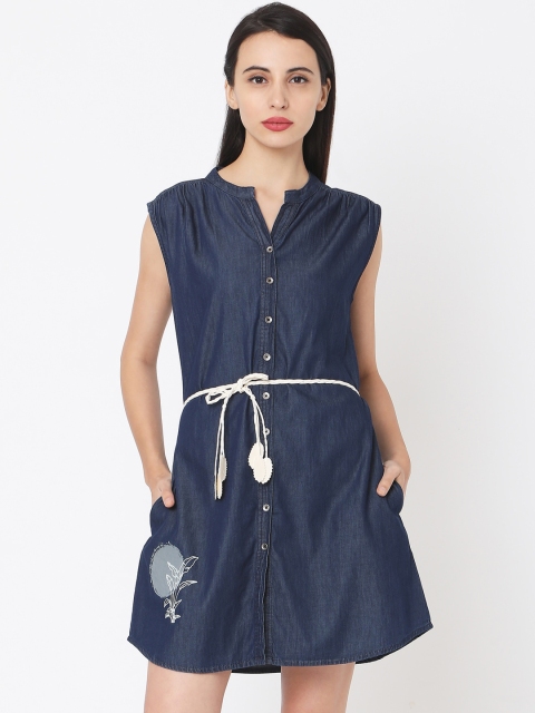 

Deal Jeans Women Navy Blue Solid Sleeveless Tunic