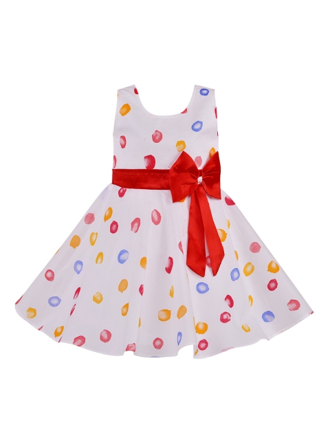 

Wish Karo Girls White Printed Fit and Flare Dress